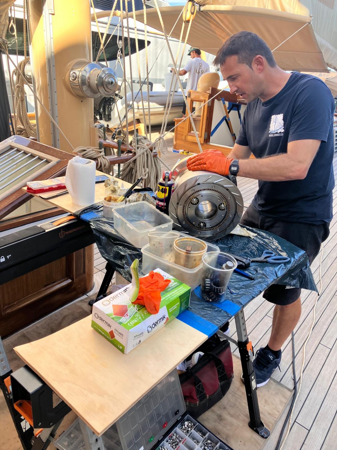 Winch maintenance in progress